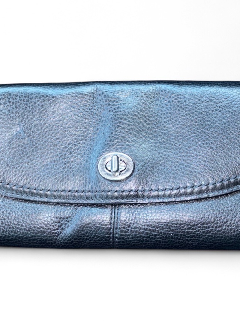 Coach Classic Black Leather Turn-Lock Clutch